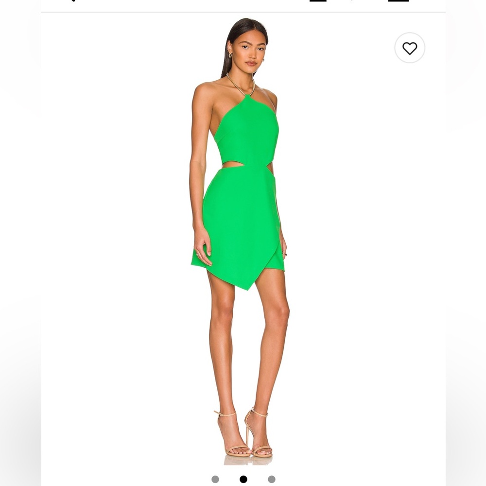 Amanda Uprichard Bright Green Asymmetrical Mini Dress